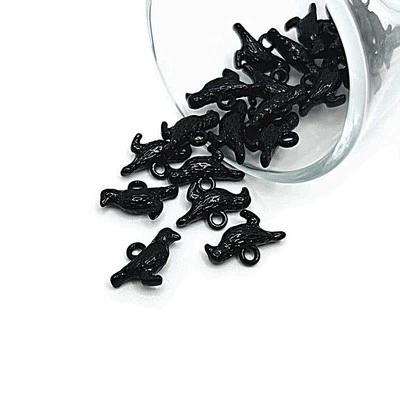 GUERRILLA CHARM Black Raven Crow Enamel 3D Charms, 16x10mm - US Seller
