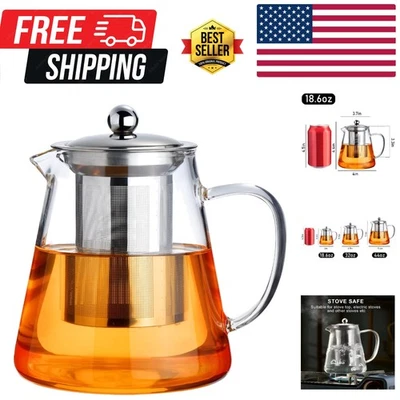 Stylish Borosilicate Clear Tea Kettle with Removable Infuser – Dishwasher Safe - Image 1 of 4