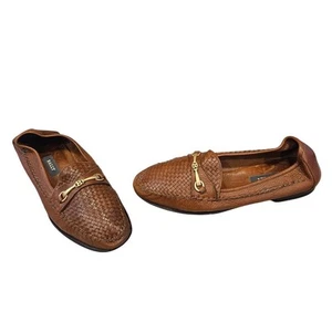 Vintage Bally Men's Brown Woven Leather Lightweight Loafer sz 10M Minimalist - Picture 1 of 9