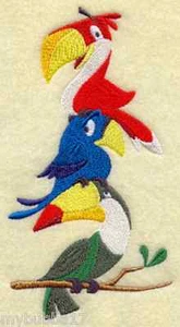 JUEGO DE 2 TOALLAS DE MANO DE LOROS, GUACAMAYOS BORDADAS A MANO RARO HALLAZGO DE LAURA - Imagen 1 de 1