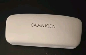 AUTHENTIC NEW LG CALVIN KLEIN WHITE HARD EYEGLASSES SUNGLASSES CASE & CLOTH - Picture 1 of 4