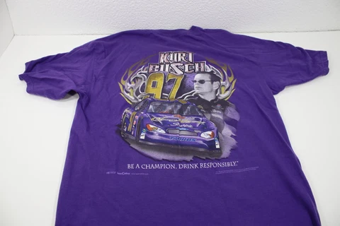 Kurt Busch NASCAR #97 Purple Crown Royal T-Shirt Sz M - 2005 Cover