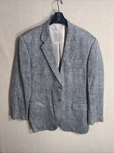 Stafford Men 43L Black White 100% Silk Woven Check Tweed 2 Button Sport Coat - Picture 1 of 13