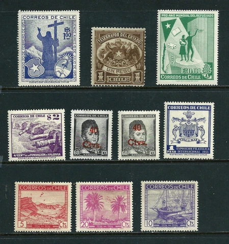 🌎 Chile - 10 MH stamps Cover