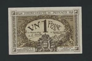 MÓNACO 1 FRANCO (1920) SELECCIÓN B # 4b en estado bastante bueno. - Imagen 1 de 2