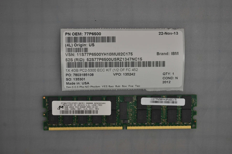 IBM 4523 Memory 8192MB (2x 4096MB) 667MHz 77P6500 - Image 1 of 1