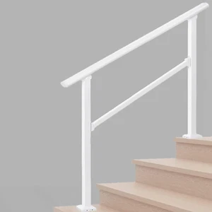 Hand Rails for Outdoor Steps,4 Step Stair Handrail & Indoor Stair Railing Kit,Wh - Picture 1 of 12