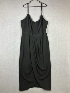 City Chic Dress Womens Large Black Lace Pleated Faux Wrap Skirt Adjustable Strap - Picture 1 of 6