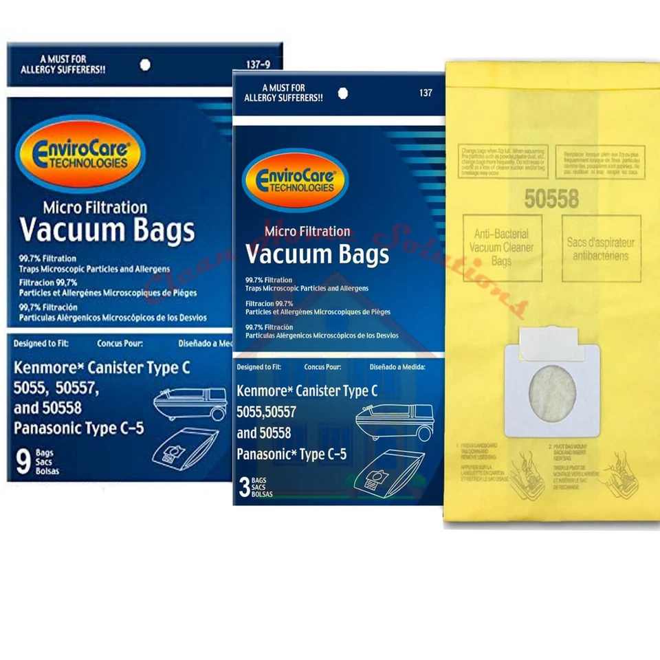 Bolsas de vacío Kenmore 5055/50558/50557 Panasonic C-5, 12 bolsas Foto 1 de 1