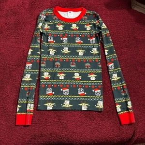 Hanna Andersson Star Wars Mandalorian Xmas Long John Pajama top size 14 - Picture 1 of 3