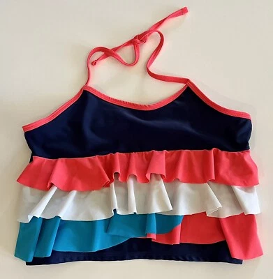 Xhilaration Sz 14/16 Swim Tankini Ruffled. Ties At Neck No Padding - Image 1 of 3