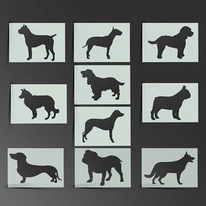 Hund Schablone Hunde Welpen Mylar Blatt Malerei Wandbild Handwerk Airbrush 190 Mikron - Bild 1 von 26