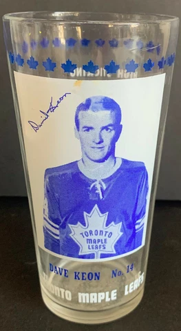 1967/68 Dave Keon YORK PEANUT BUTTER Glass NHL Hockey Original Vintage Leafs Cover