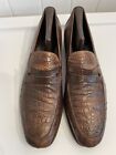 Cole Haan Crocodile Penny Loafers Men’s Dress Shoes Size 10.5 Brown Leather