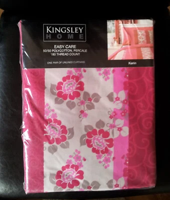 Home Kingsley Kerin One Pair of Unlined Curtains Pink - Image 1 of 4