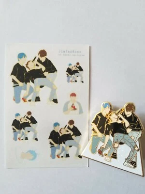 Pin de metal esmaltado BTS JINTAEKOOK HK MOMENT con hoja adhesiva TAEHYUNG JUNGKOOK  Foto 1 de 4
