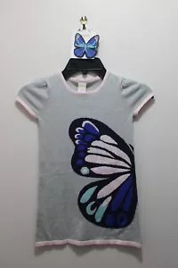 GYMBOREE GIRLS SWEATER DRESS & MATCHING HAIR CLIP BLUE BUTTERFLY SIZE 5 (YEARS) - Picture 1 of 6