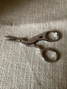 Storchenschere Handarbeitsschere Fadenschere Stickschere * silber - Bild 1 von 3
