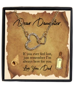 Father to Daughter Interlocking Hearts Gold Plated Necklace With Message Card - Bild 1 von 1