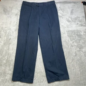 Pantalon chino plissé jambe droite homme Ermenegildo Zegna 36x30 bleu sergé - Photo 1 sur 14