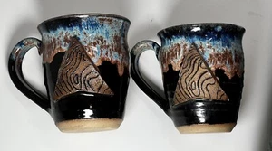 2 JDS Signed by Artist Pottery Coffee Mugs 4.5”T x 3.75”W Excel. Used Condition - Picture 1 of 8