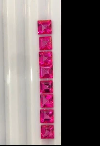 22.00cts 7mm Princess 10 Pieces Set Natural Hot Pink Topaz Loose Gemstone - Picture 1 of 3