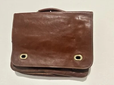 FLOTO Brown Italian Leather Briefcase Laptop Messenger Bag - Image 1 of 4