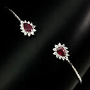 Amazing ruby and CZ bracelet or Sterling Silver Cuff Bangle - Picture 1 of 7