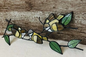 Sun Catcher Birds Stained Glass Birds on Branch Metal - Picture 1 of 8