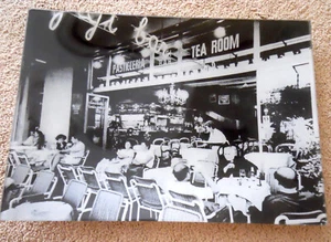 Vintage Pasticceria Bar Tea Room B & W Photograph on Glass Serving Tray 14 x 10  - Picture 1 of 5