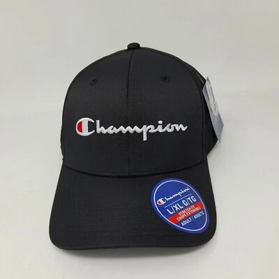 Champion Hat Cap Unisex Black size L/XL Embroidered Logo Flexfit Baseball Dad - Image 1 of 4