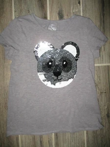 SO T-Shirt Top Gray Short Sleeve Koala Bear Sequin Design Girls 14 - Picture 1 of 2
