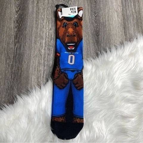 New Rock Em Boise State Bronco Graphic Crew Socks Adult Size L/XL Cover