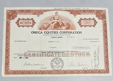 1976 OMEGA EQUITIES CORPORATION Stock Certificate  