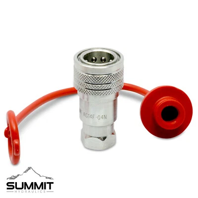 Acoplador hidráulico hembra de conexión rápida 1/4” Ag ISO 5675 Poppet, rosca NPT de 1/4” Foto 1 de 4