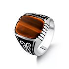 925 Silver Sterling Men's Ring Attractive Rectangle Tiger's Eye Handmade