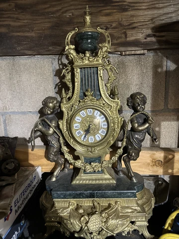 Brevettato Italian 1970s VINTAGE  MarBle Ormolu ManTLe Clock Cover