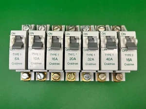 Crabtree SB6000 Series Tipo 1 / Tipo 2 MCB 6A 10A 16A 20A 32A 40A - Imagen 1 de 11