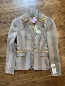 Vintage Allen by Allen Schwartz Pin Stripe Taupe/ Gold Blazer-Size 2-NWT- $349 - Picture 1 of 13