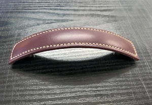 Turnstyle Designs Chestnut Leather Cabinet Curve Handle 96mm Centres  H1193 CS - Picture 1 of 12