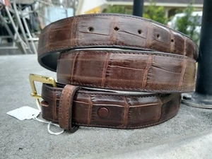 Genuine Wild Alligator leather Belt Skin Gator Hide Golf 50 biker cool M16 Brn - Picture 1 of 12