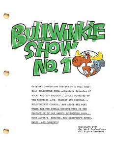 ROCKY & BULLWINKLE TV Series Script, Animated Cartoon Jay Ward Peabody & Sherman - Picture 1 of 6