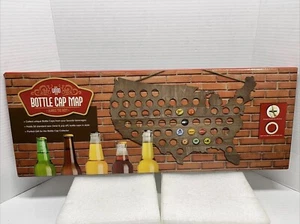 "Mapa de tapa de cerveza de madera de 23"" X 15"" EE. UU. DECORACIÓN DE PARED GARAJE CUEVA" - Imagen 1 de 6