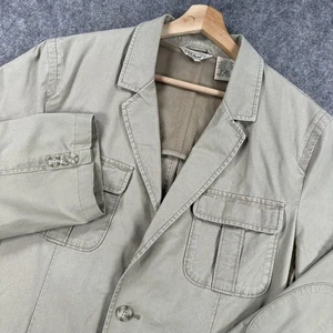 LL Bean Blazer Jacket Mens 42 Regular Khaki Beige Unstructured Cotton Safari - Picture 1 of 20