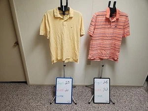 LOT OF 2 BROOKS BROTHERS Performance Polo Shirts Mens L Yellow & Peach Striped  - Picture 1 of 12