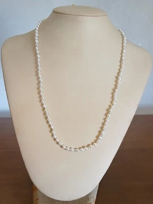 Collana perle naturali vintage  52cm - 3mm circa e argento 925 - Immagine 1 di 4