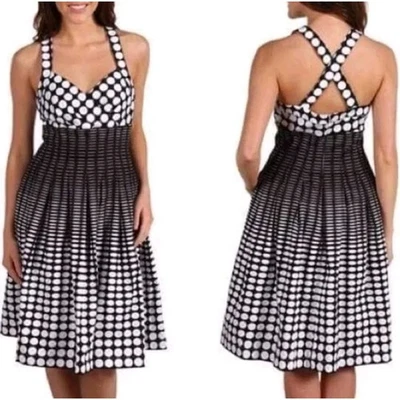 NwT Calvin Klein Sleeveless Fit & Flare Black/White Polka Dot Retro Dress Sz 14 - Image 1 of 4