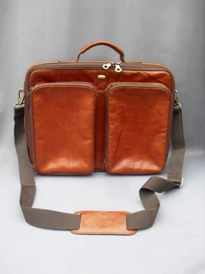 Piquadro Nikolai Braun Leder Dokument Laptop Tasche Aktentasche Vintage Italienisch - Bild 1 von 21