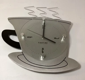 FIRSTIME &CO. Coffee Cup Shaped Steele Wall Clock 12”x12” TESTED EX COND L@@K!!! - Picture 1 of 4