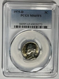 1975 -D 5C Jefferson Nickel - PCGS MS65 FS - Warm Toned - Picture 1 of 4